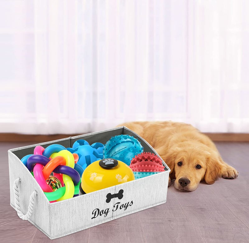 Morezi Large dog toy bin puppy shallow toy baskets dog toy storage perfect for living room playroom closet home organization - Grey - Image 5
